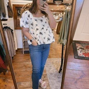 Wishlist White and Black Floral Top